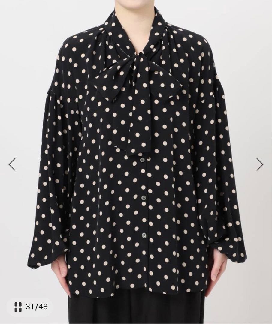 23SS／ジャーナルスタンダードレサージュ☆ボウタイ付きドット長袖とろみブラウス