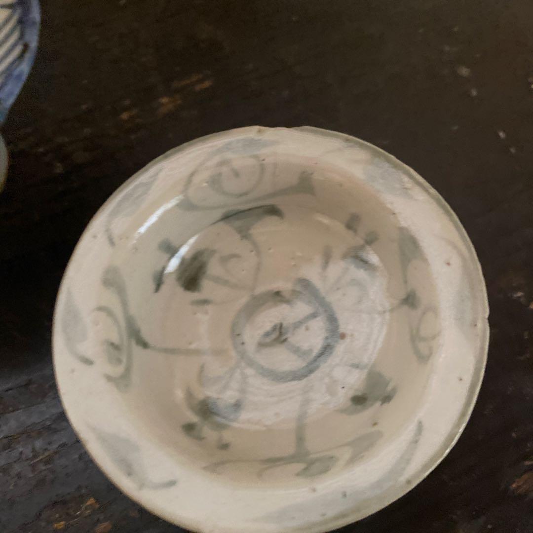 専用　２点　中国古玩　染付高台小皿5枚セット