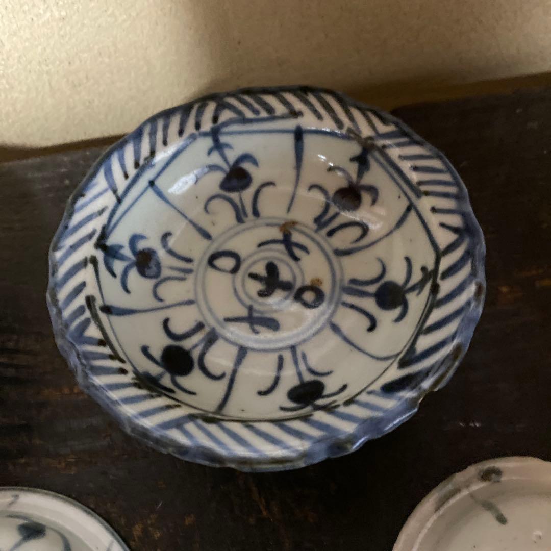 専用　２点　中国古玩　染付高台小皿5枚セット