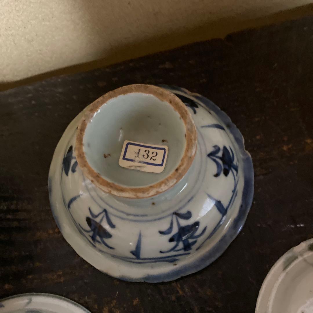 専用　２点　中国古玩　染付高台小皿5枚セット