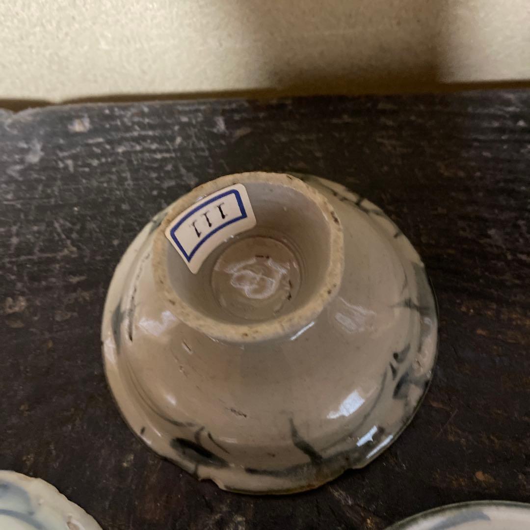 専用　２点　中国古玩　染付高台小皿5枚セット