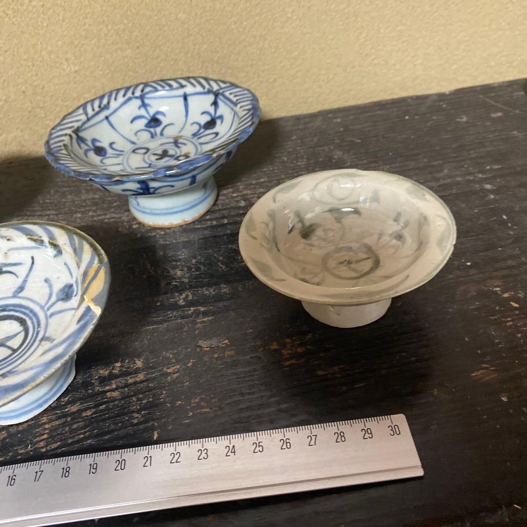 専用　２点　中国古玩　染付高台小皿5枚セット