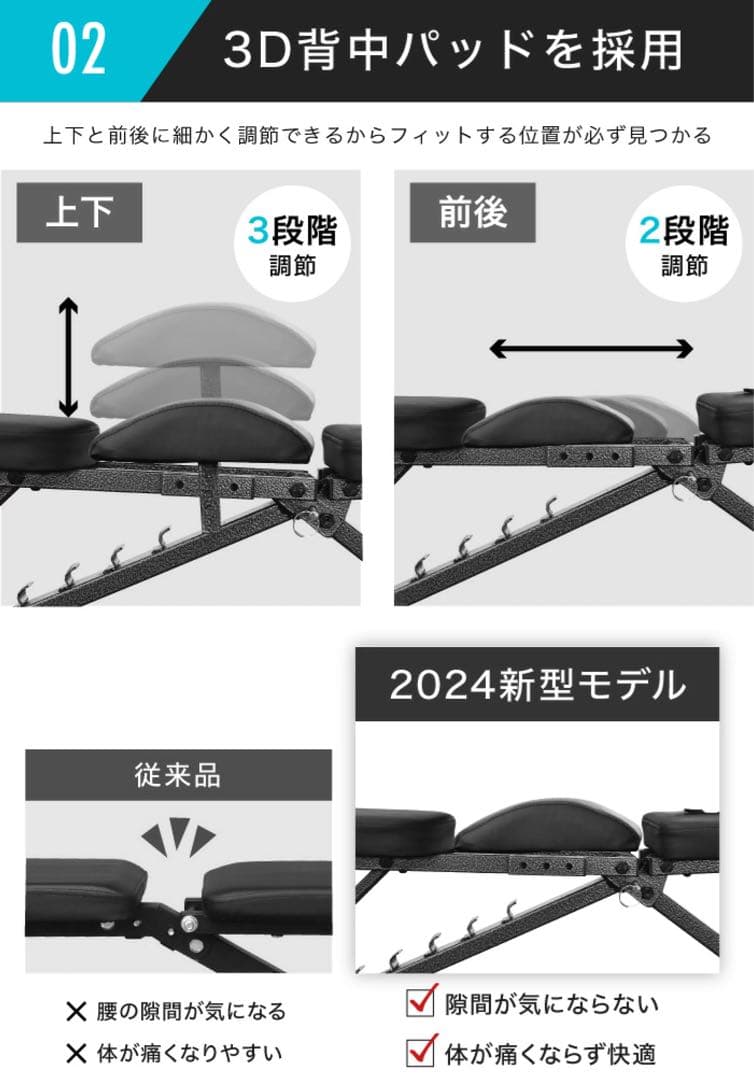 BARWING 2024年最新モデルトレーニングベンチ段階調節耐荷重800kg