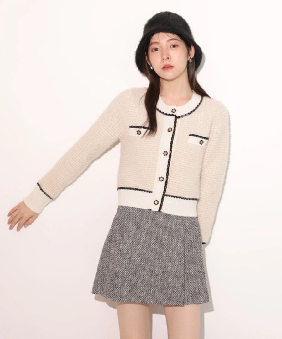 rirandture 柄編みふわふわニットジャケット