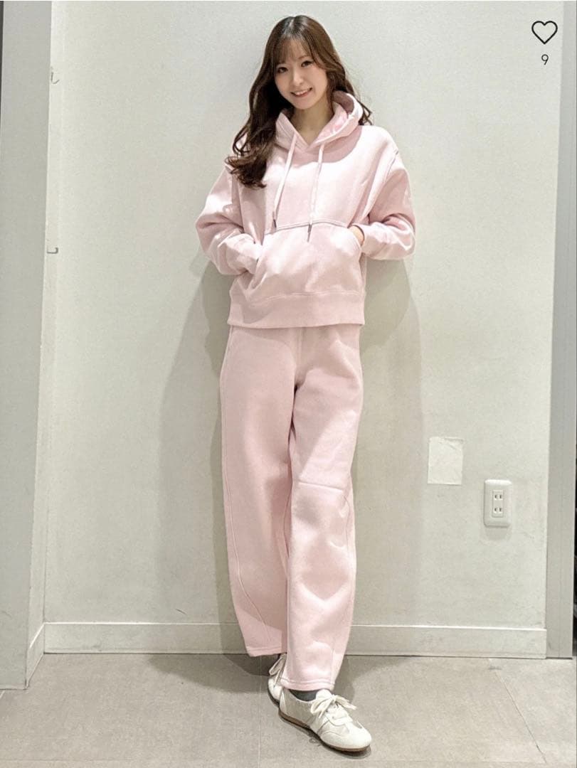 新品 GU ジーユー ヘビーウェイトスウェットショートパーカ ピンク L 長袖