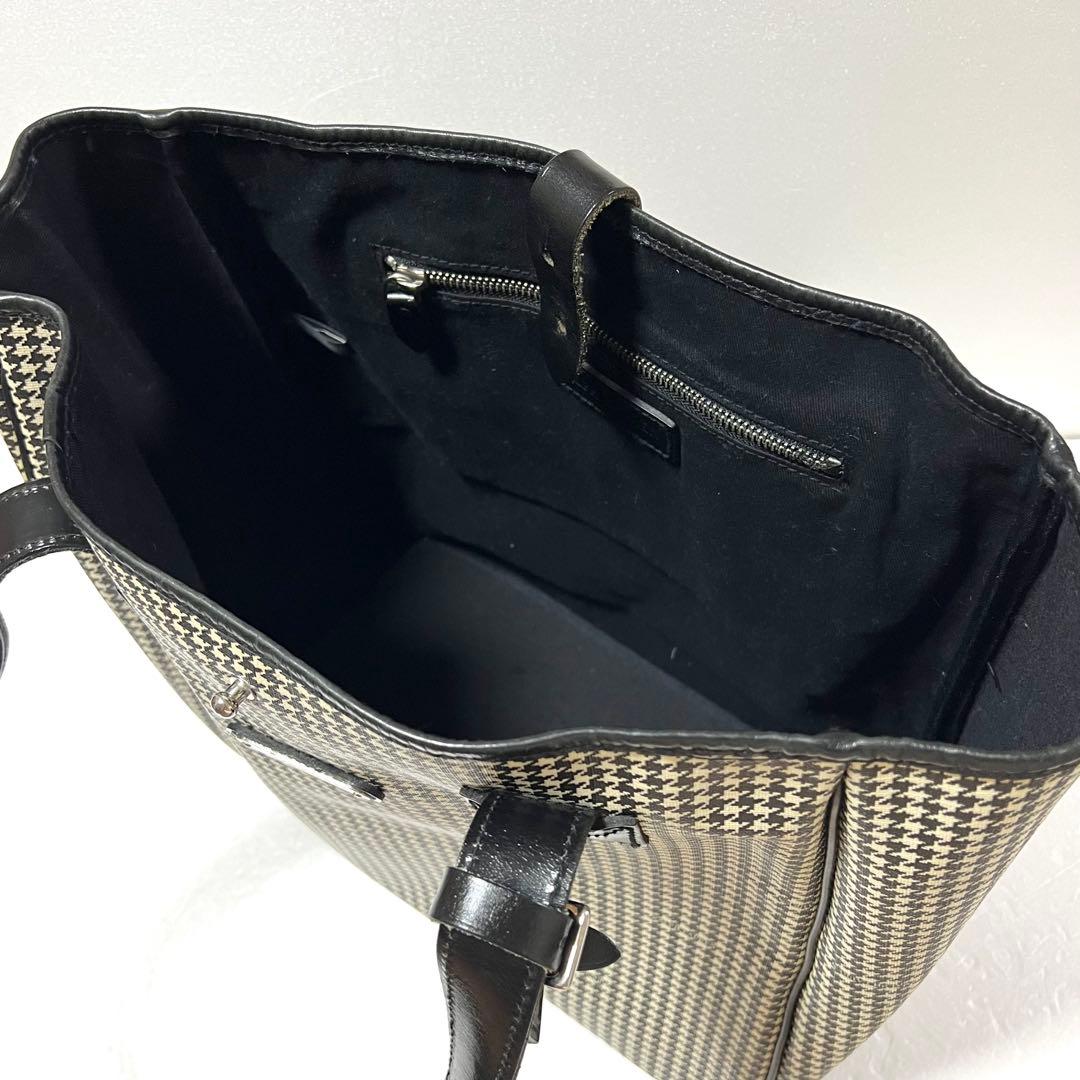 【良品】Ralph Lauren 大容量 レザー PVC トートバッグ 千鳥格子