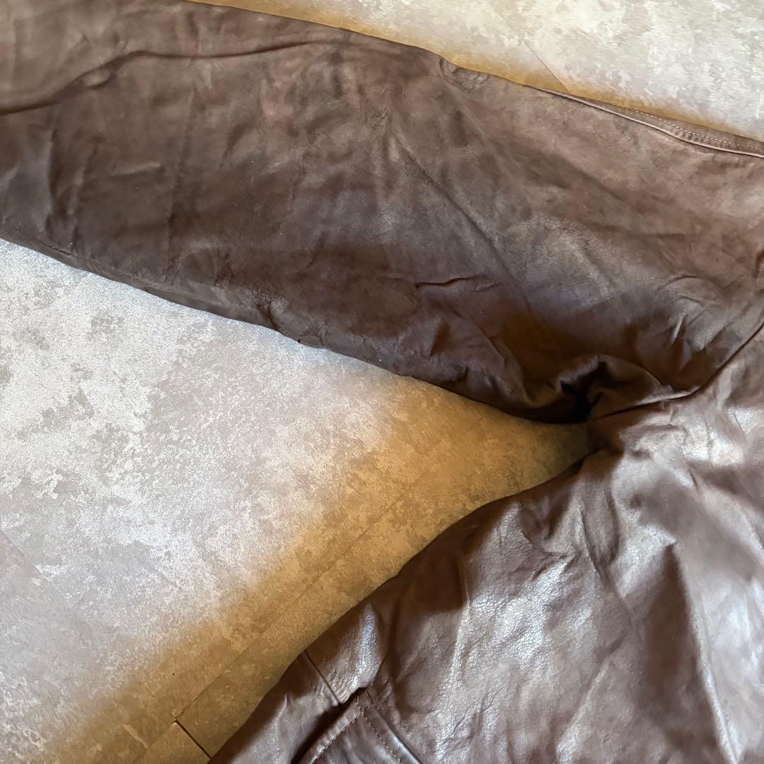 レザージャケット レザーカーコート ブラウン L 牛革 ブランケット ユーロ