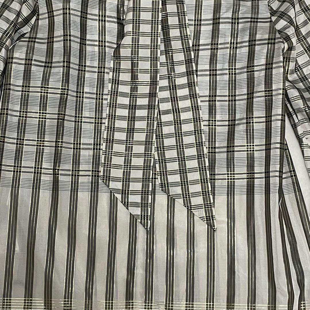 マメクロゴウチChequered Shirt With Ribbon Tie