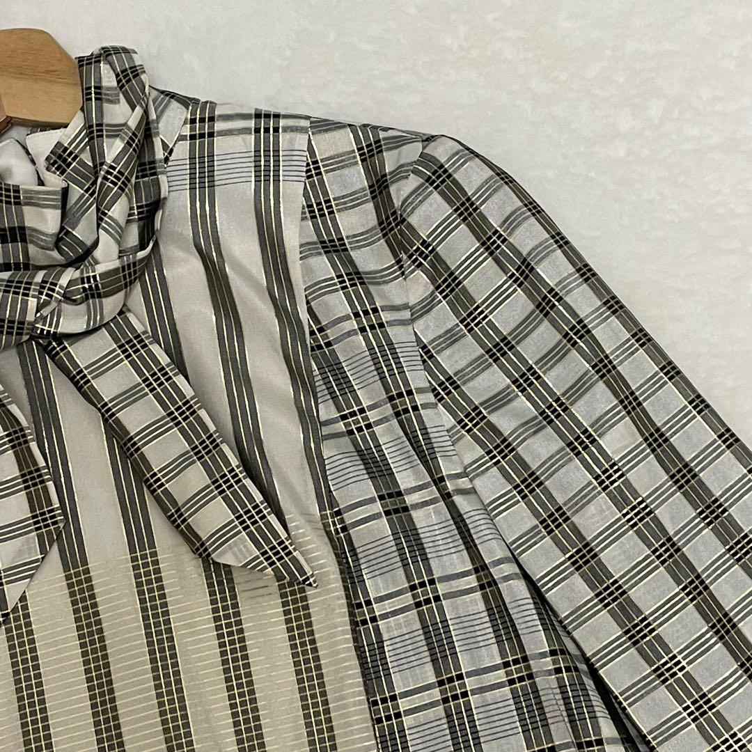 マメクロゴウチChequered Shirt With Ribbon Tie