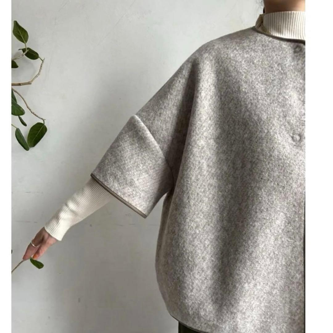 新品【日本製】DOUDOU ポンチョコート　ウーレット　ウォームサーモ　ウール混