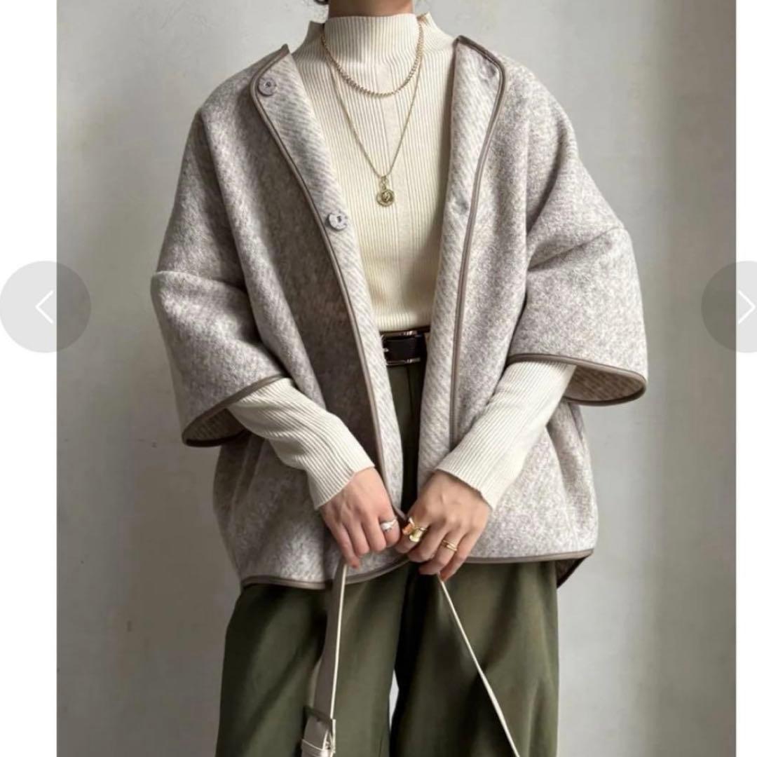 新品【日本製】DOUDOU ポンチョコート　ウーレット　ウォームサーモ　ウール混