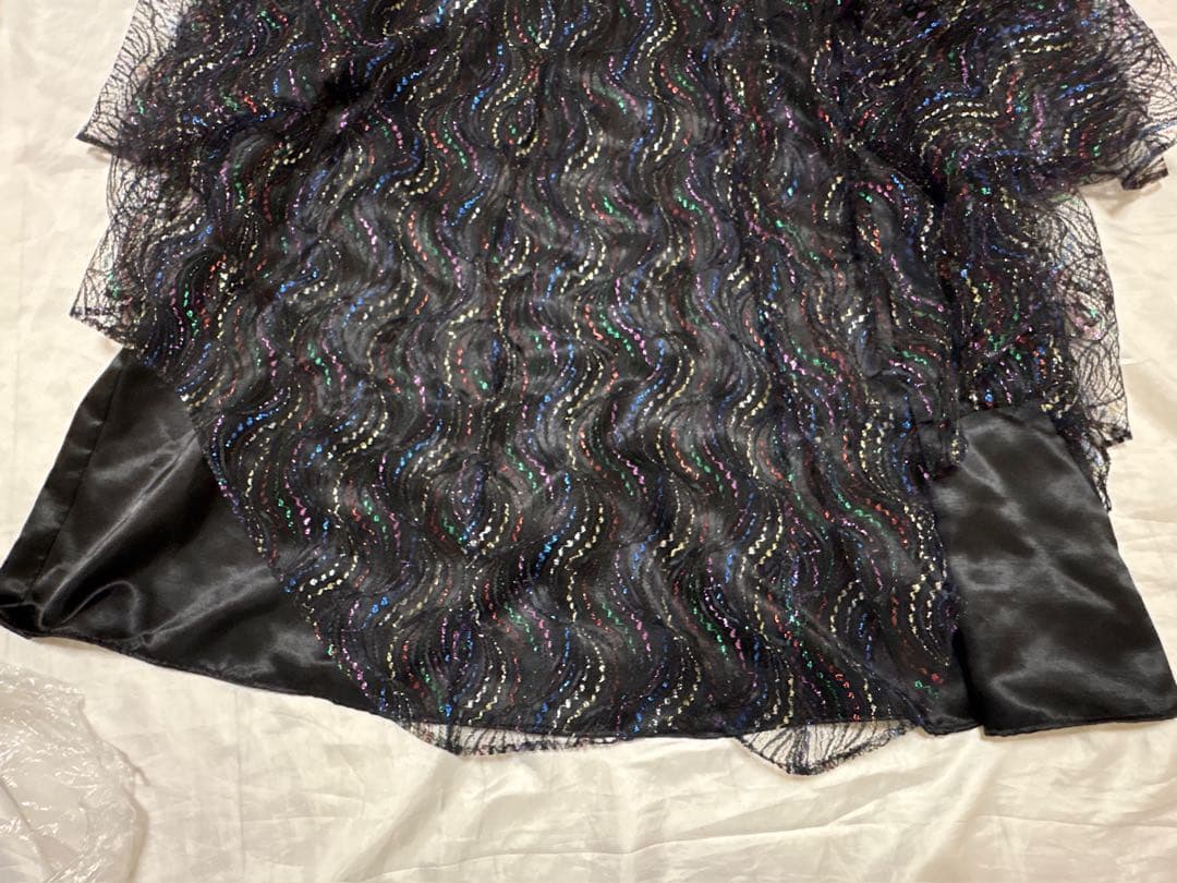 社交ダンス　ドレス　衣装　パーティ　鮮やか　ブラック　レース　キラキラ　韓国製