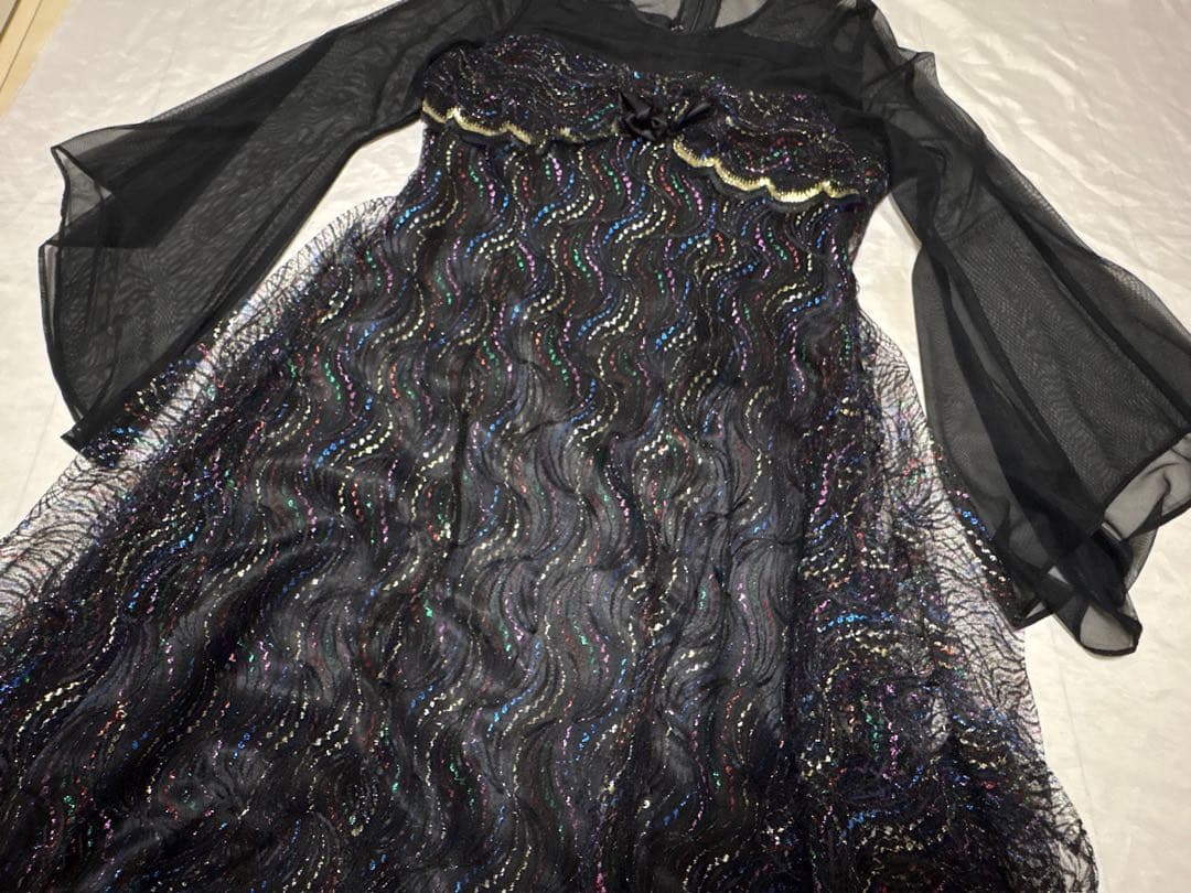 社交ダンス　ドレス　衣装　パーティ　鮮やか　ブラック　レース　キラキラ　韓国製