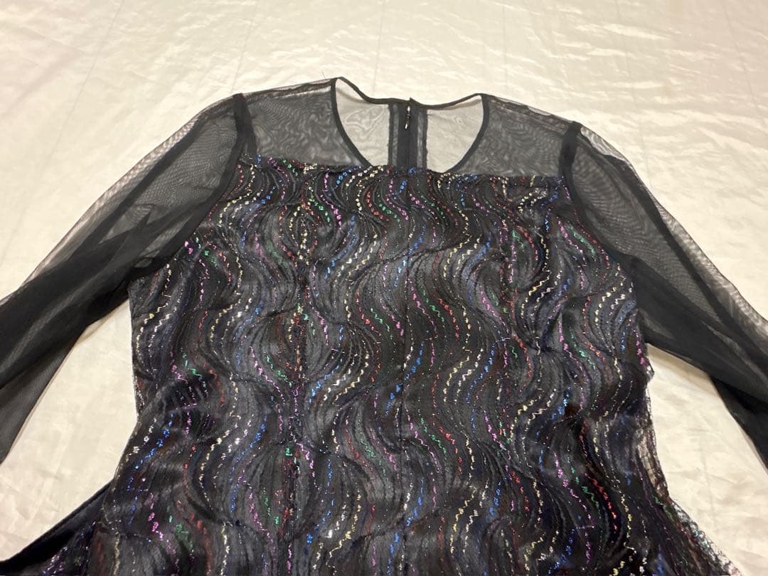 社交ダンス　ドレス　衣装　パーティ　鮮やか　ブラック　レース　キラキラ　韓国製