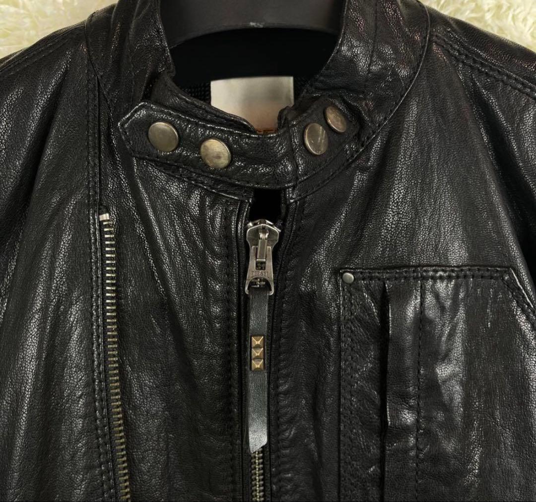 ひ*ん様 DIESEL山羊革ライダースジャケットレザーシングル