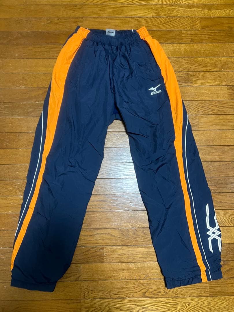 ミズノ ウォーマーシャツMサイズ パンツＬサイズ ネイビー×オレンジ