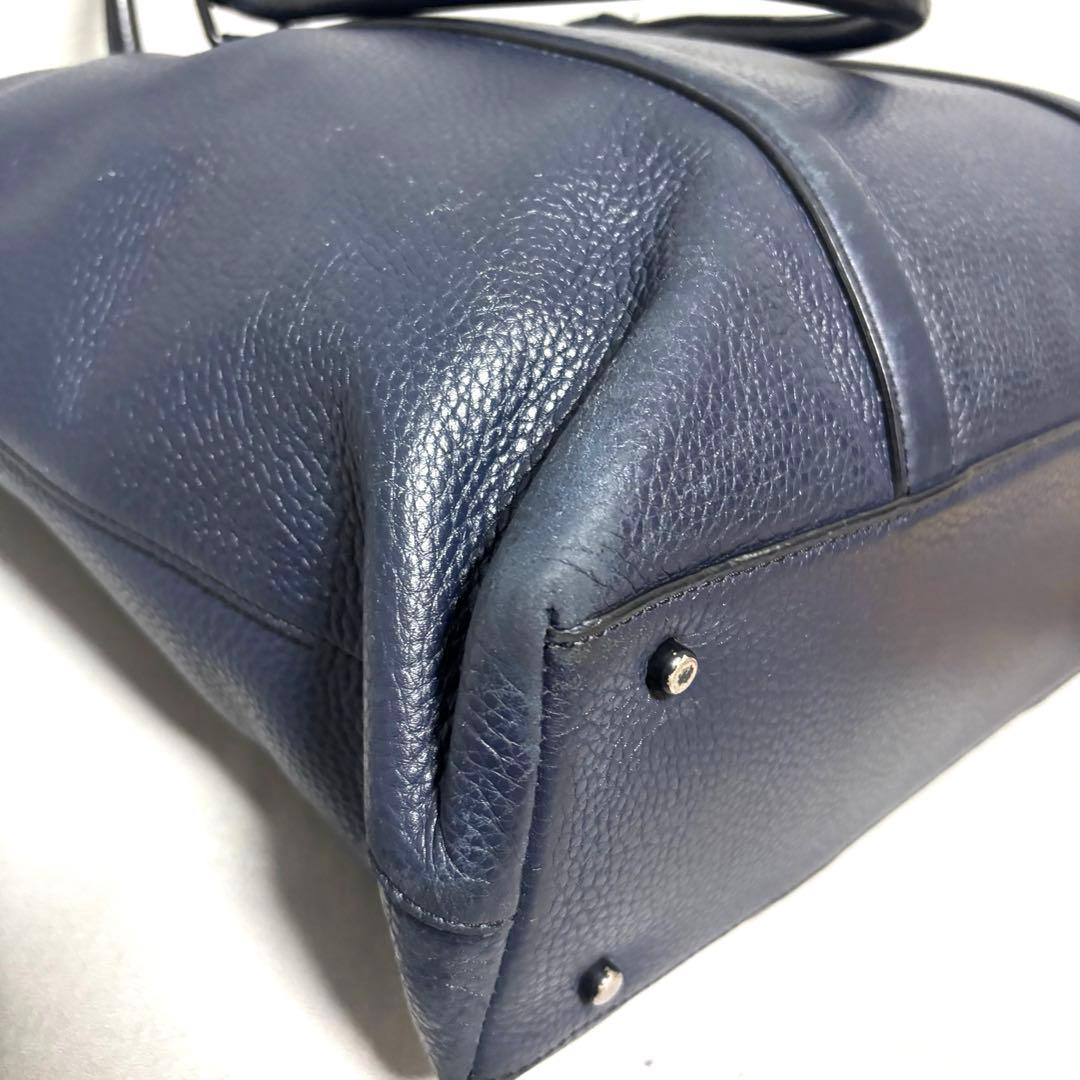 COACH トートバッグ メトロポリタン 2way ネイビー シボ革 大容量