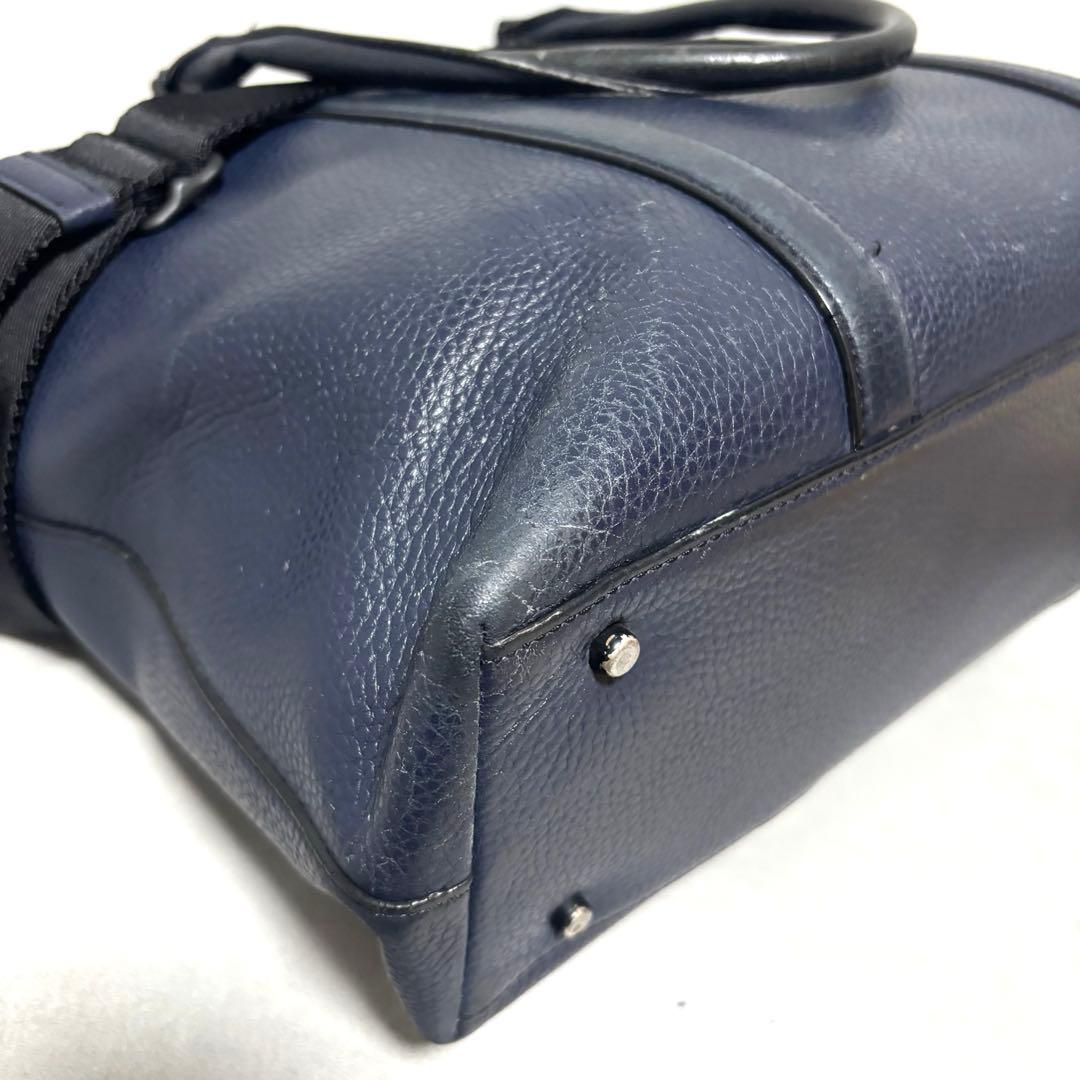 COACH トートバッグ メトロポリタン 2way ネイビー シボ革 大容量