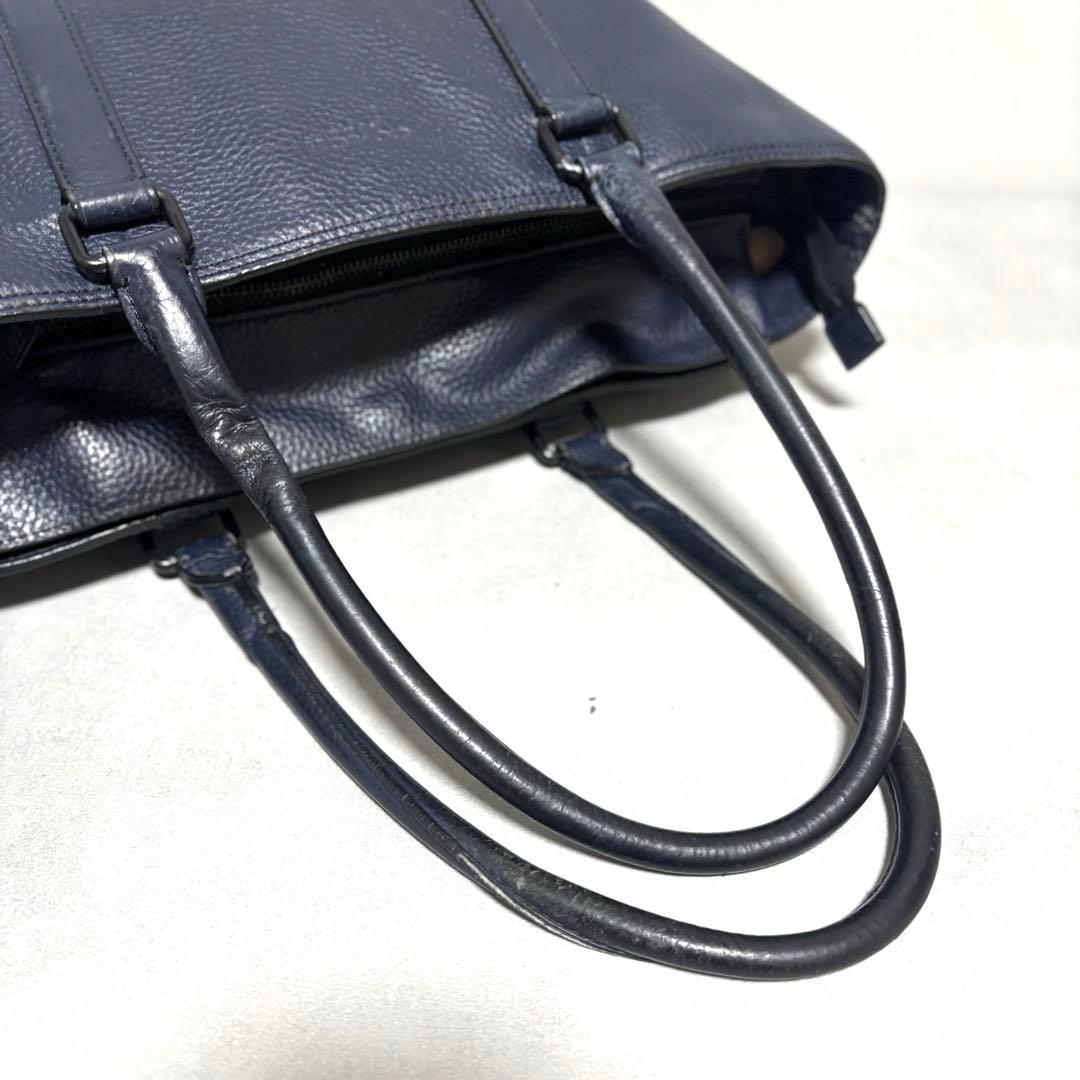 COACH トートバッグ メトロポリタン 2way ネイビー シボ革 大容量