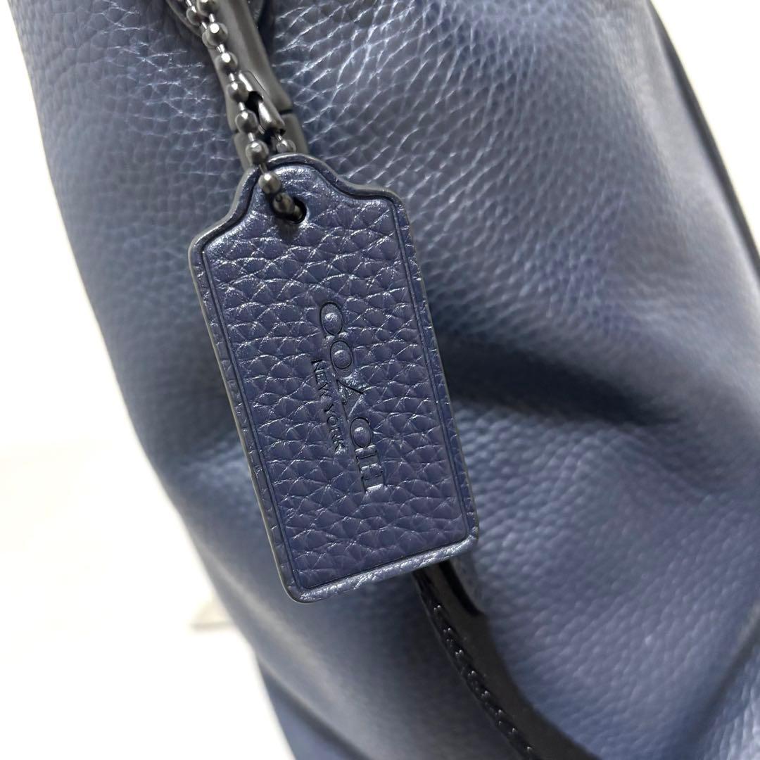COACH トートバッグ メトロポリタン 2way ネイビー シボ革 大容量