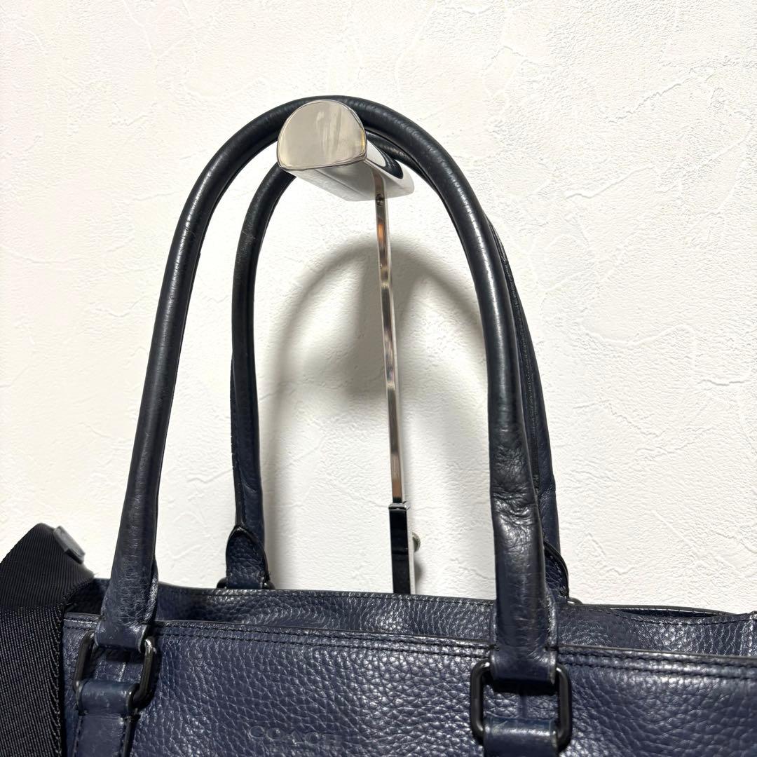 COACH トートバッグ メトロポリタン 2way ネイビー シボ革 大容量