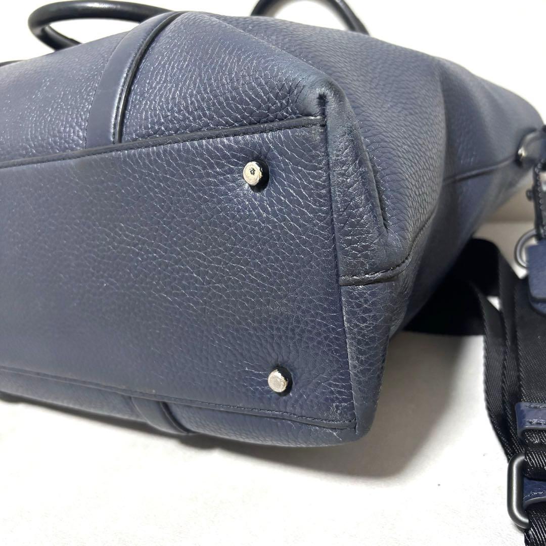 COACH トートバッグ メトロポリタン 2way ネイビー シボ革 大容量