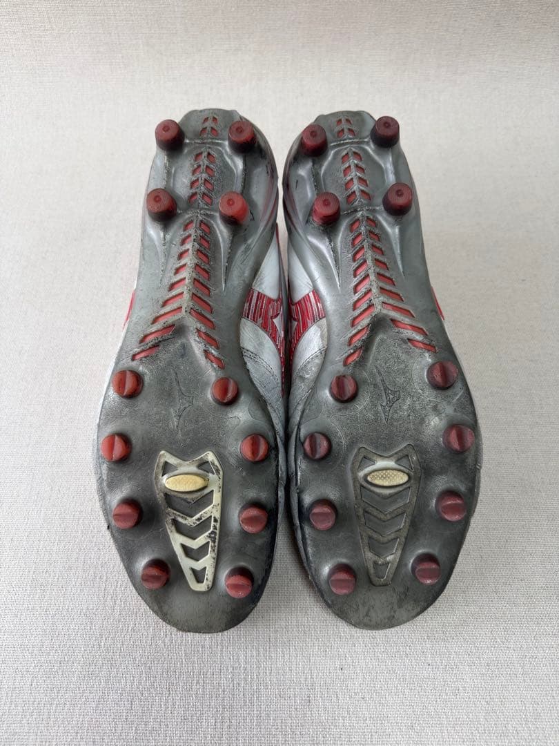 ミズノモレリアNEOJAPAN26.5cmホワイト×レッド 純正袋付きスパイク