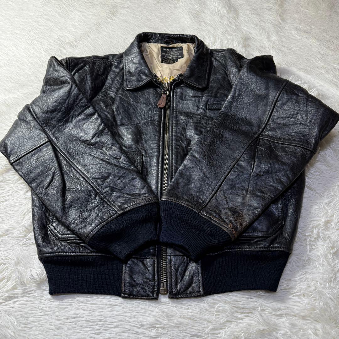【胸タグ】AVIREX G-1 フライトレザージャケット L ブラック A2