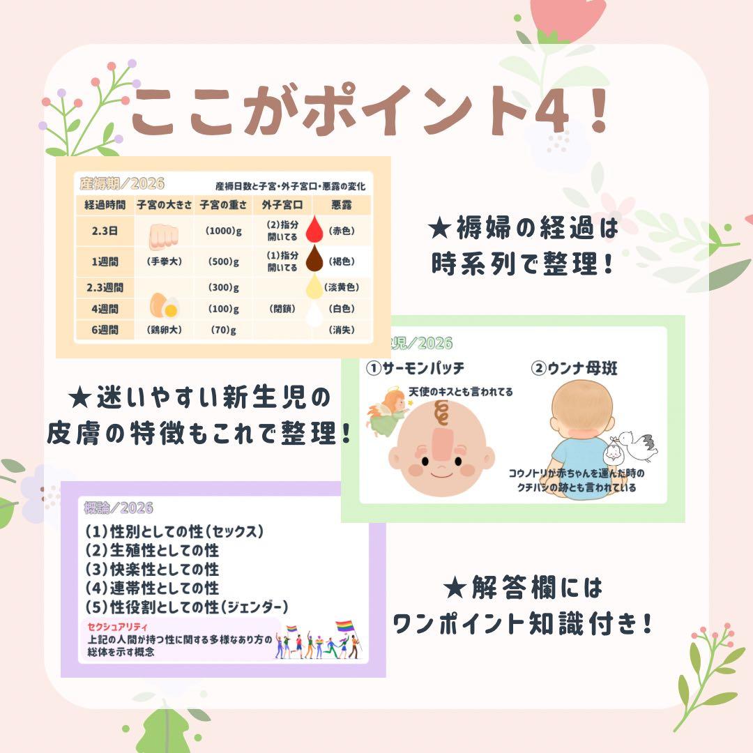 最新2026年｜助産師学校受験｜基礎問題対策カード｜713問236枚｜付箋カード