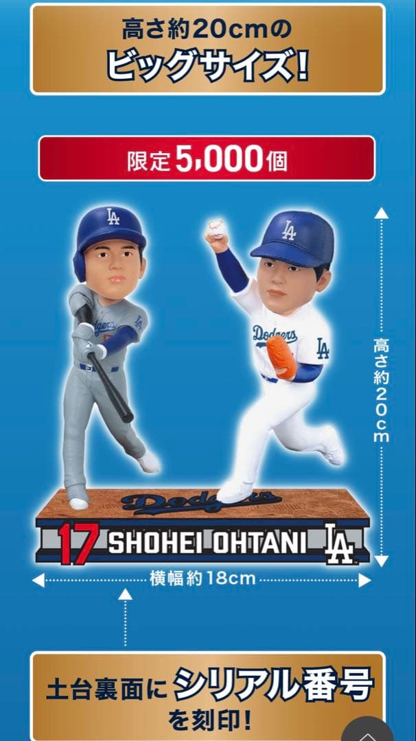 5000個限定 大谷翔平 二刀流 ボブルヘッド ドジャース　シリアル付き　セブン