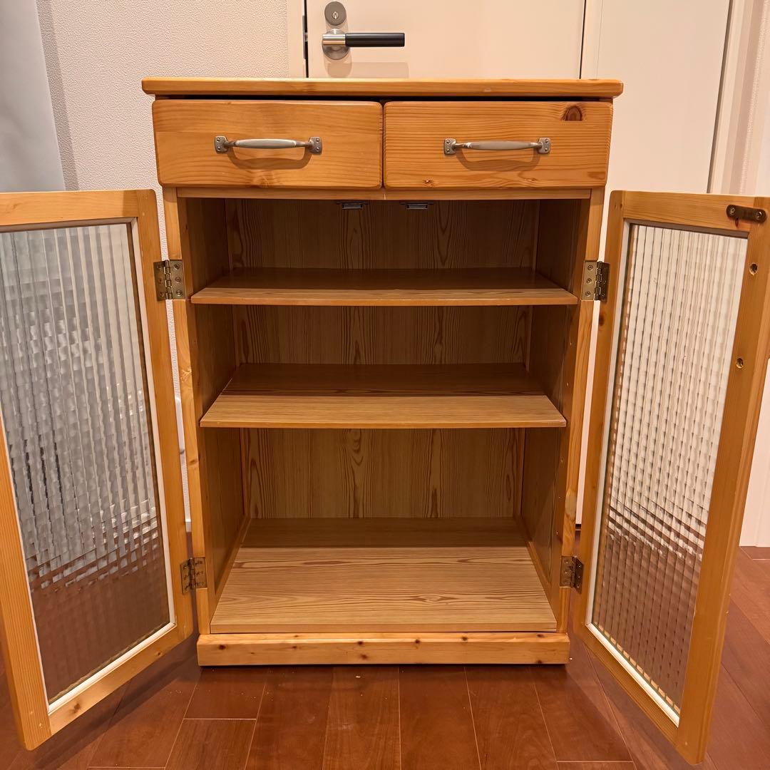 木製ガラス扉キャビネット GCB-60 収納棚 本棚 ナチュラル 北欧風