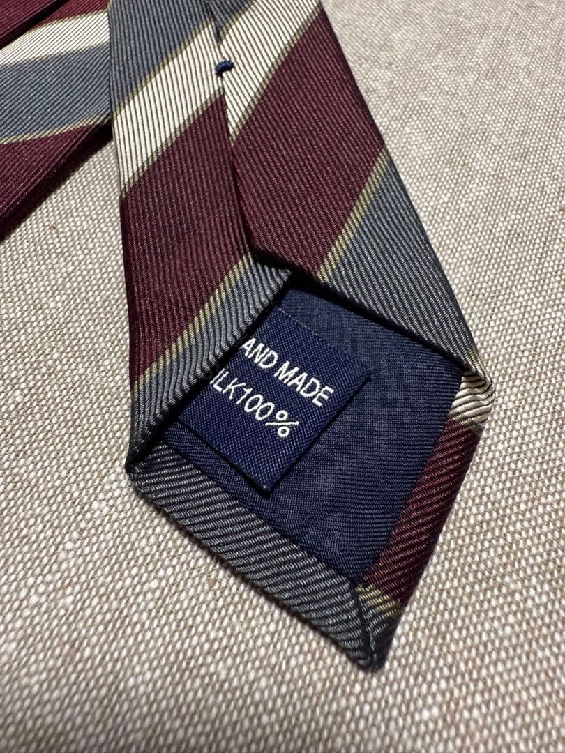 Drake's／ドレイクス／レジメンタル／BEAMS F別注品／ブラウン／グレー