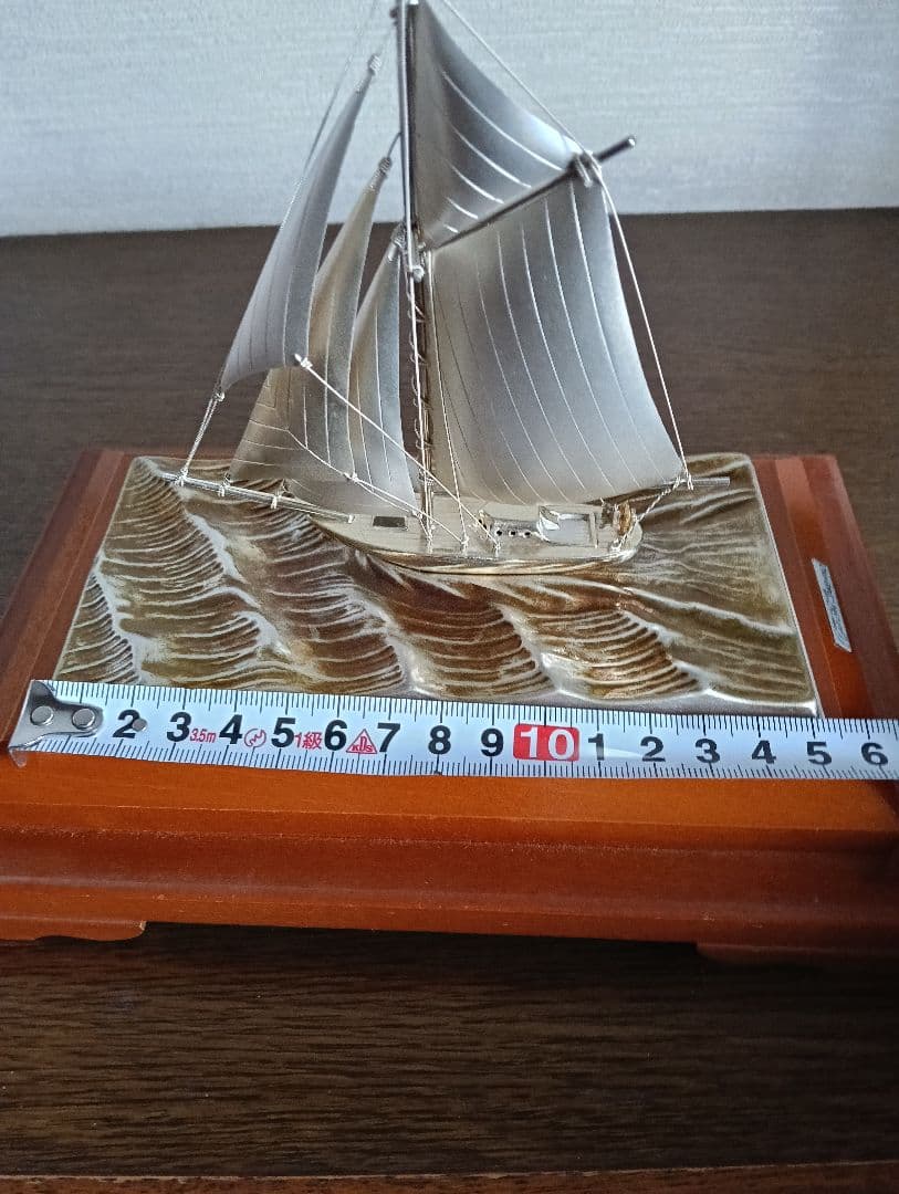 純銀製のヨット　帆船　関武比古　ケース付き