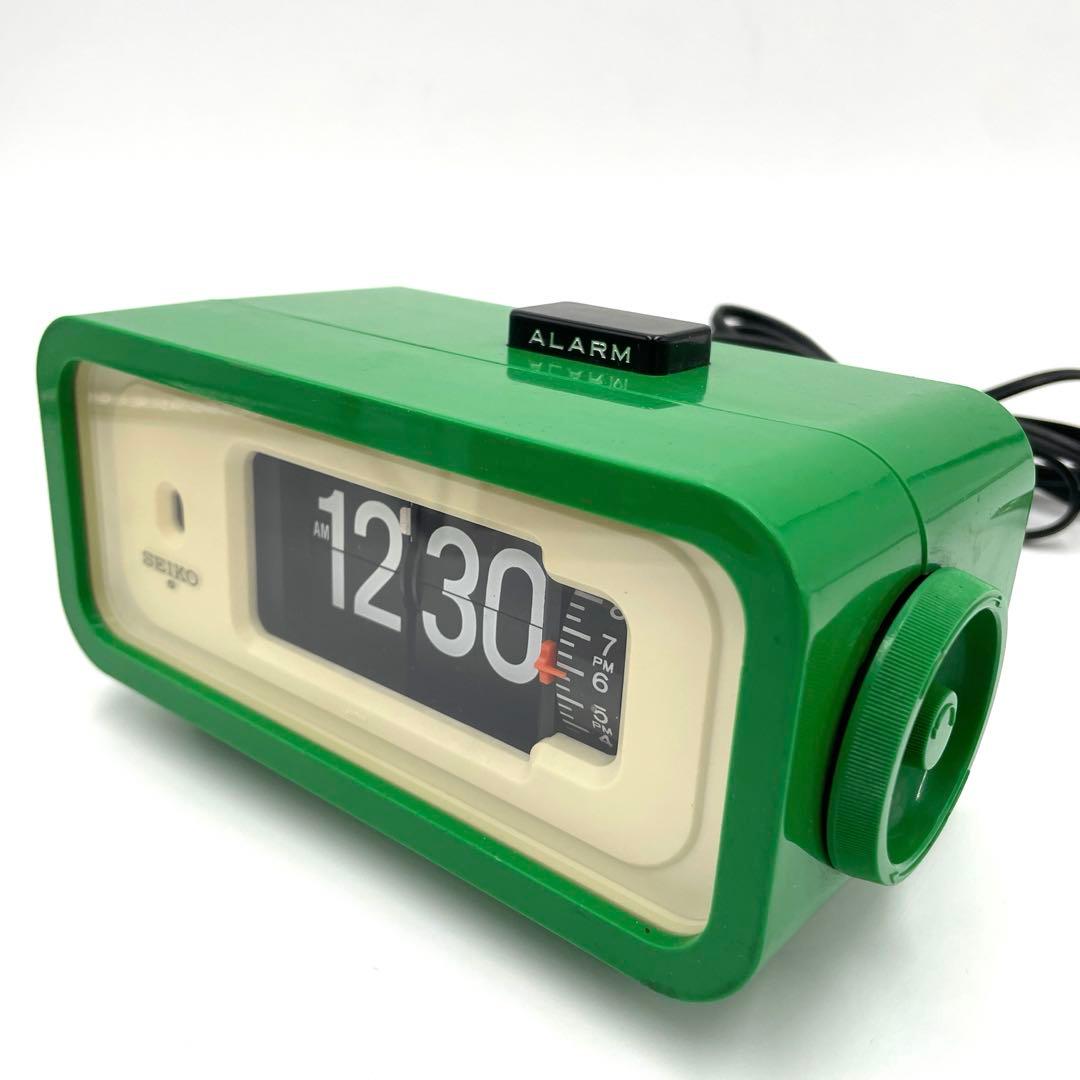希少 SEIKO DP666 レトロ パタパタ時計 デジタルアラーム時計 緑