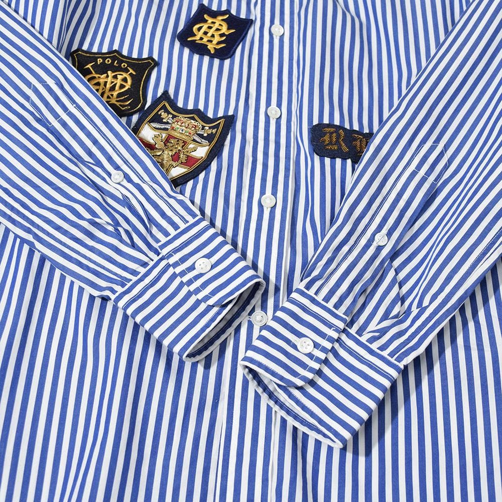 希少 ポロラルフローレン ワッペン多数 ストライプ シャツ 0 ボーイフレンド