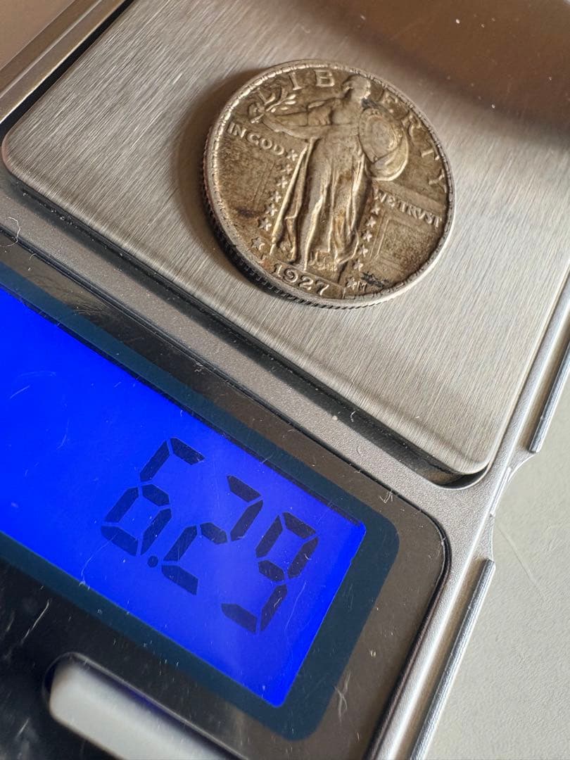【銀貨保証】希少　クォーターダラー　銀貨　1927年銘　6.29g SV900