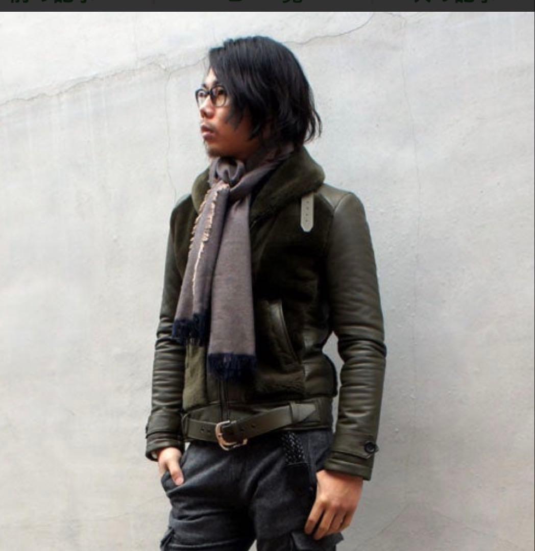 AKM ムートンレザー グリズリージャケット M カーキ 熊ジャン サイズM