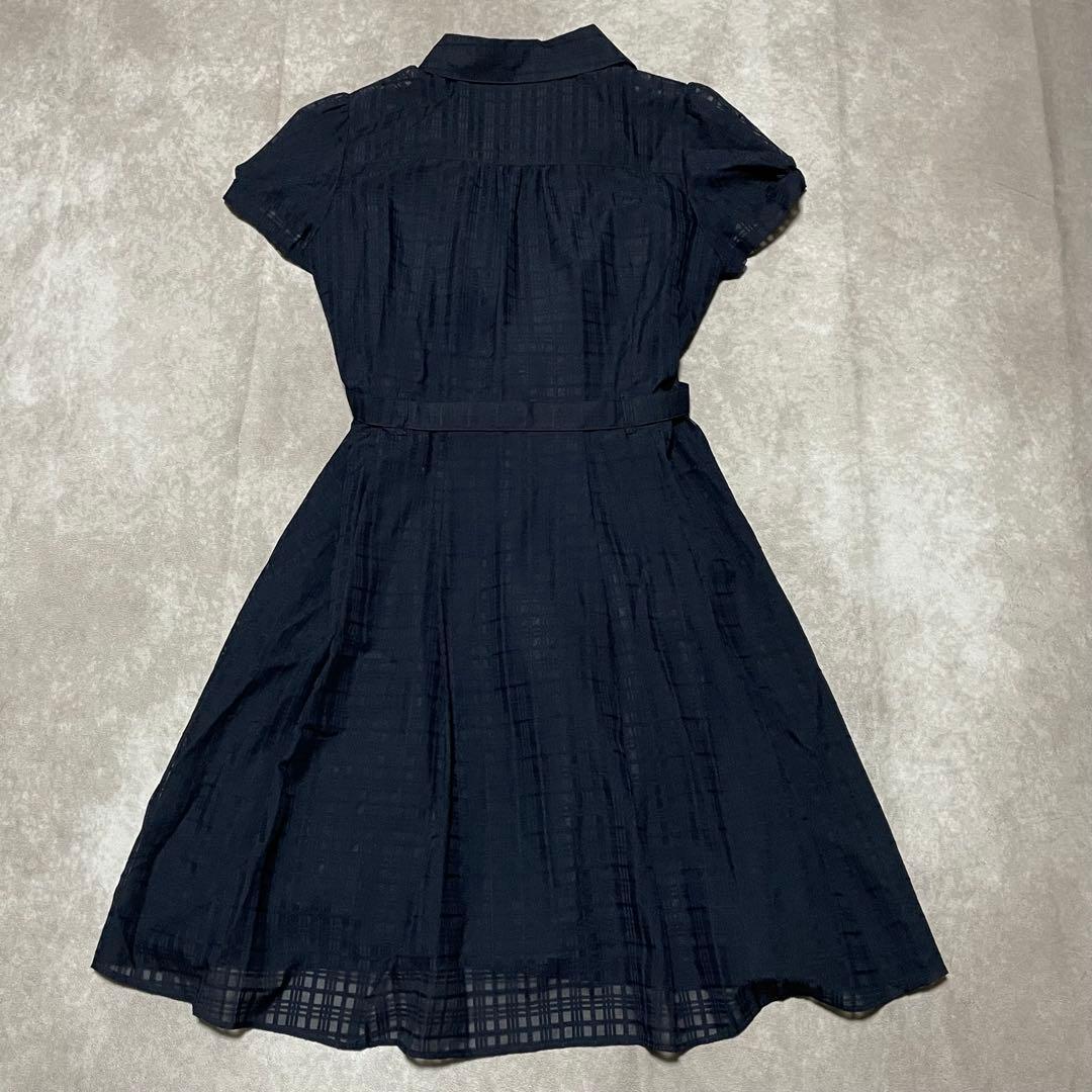 ブルーレーベルクレストブリッジ　シャツワンピース　半袖　ベルト　キャミ付き　36