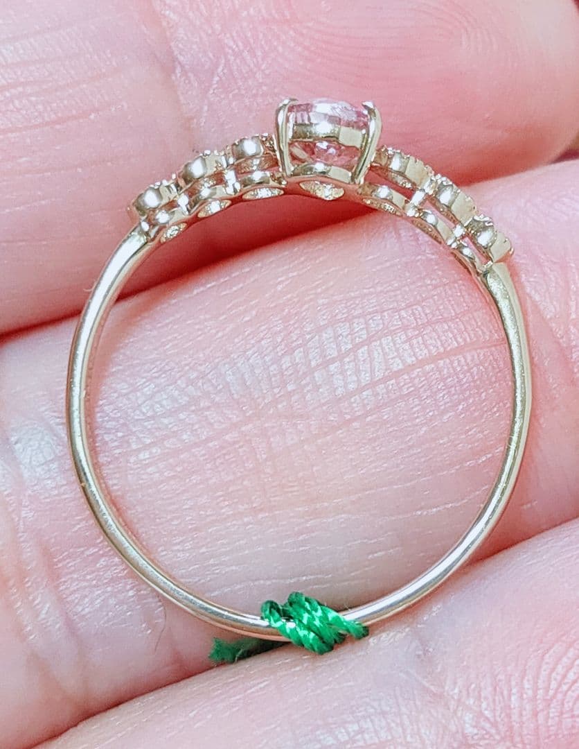 新作 未使用品 k18 天然モルガナイト ダイヤモンド リング