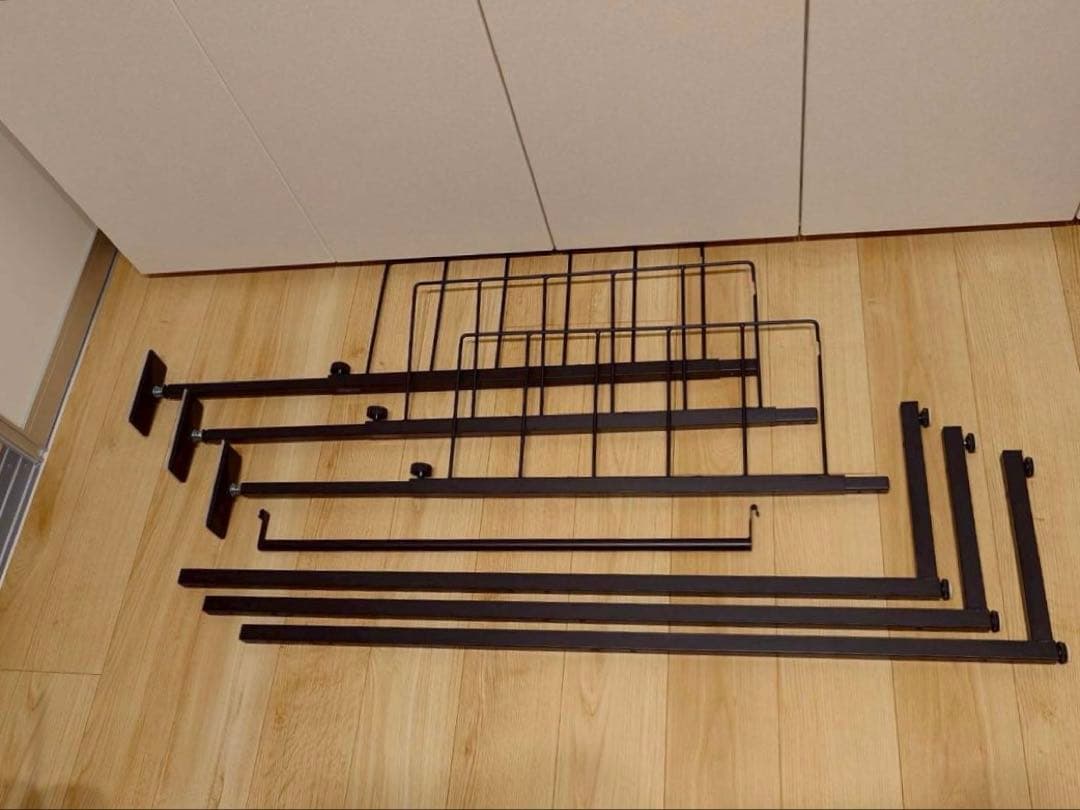 突っ張り壁面収納ワードローブNポルダ＋追加サイドパーツ＋追加棚板(幅40cm)