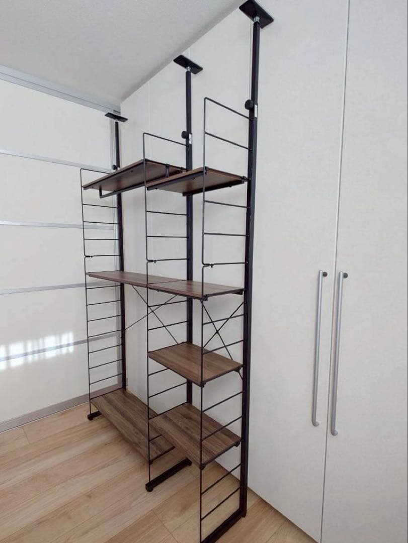 突っ張り壁面収納ワードローブNポルダ＋追加サイドパーツ＋追加棚板(幅40cm)