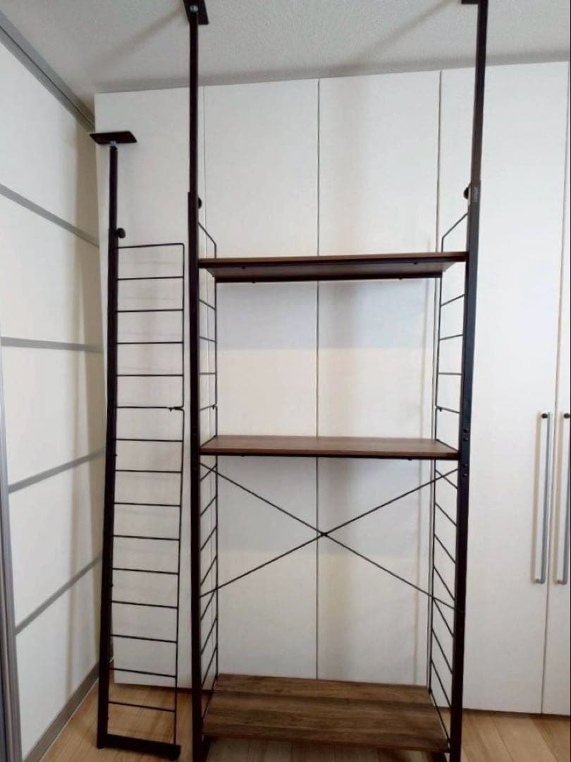 突っ張り壁面収納ワードローブNポルダ＋追加サイドパーツ＋追加棚板(幅40cm)