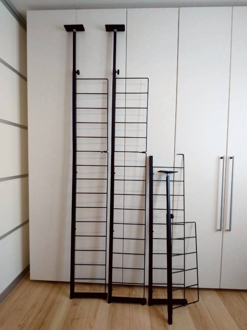 突っ張り壁面収納ワードローブNポルダ＋追加サイドパーツ＋追加棚板(幅40cm)