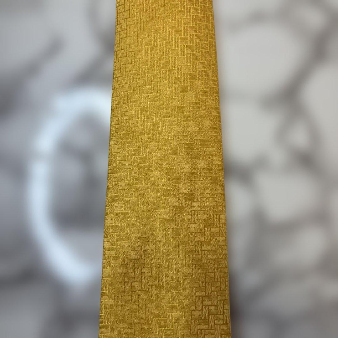 【極美品✨】HERMES ネクタイ　ファソネ　H柄　イエロー　黄色　刺繍