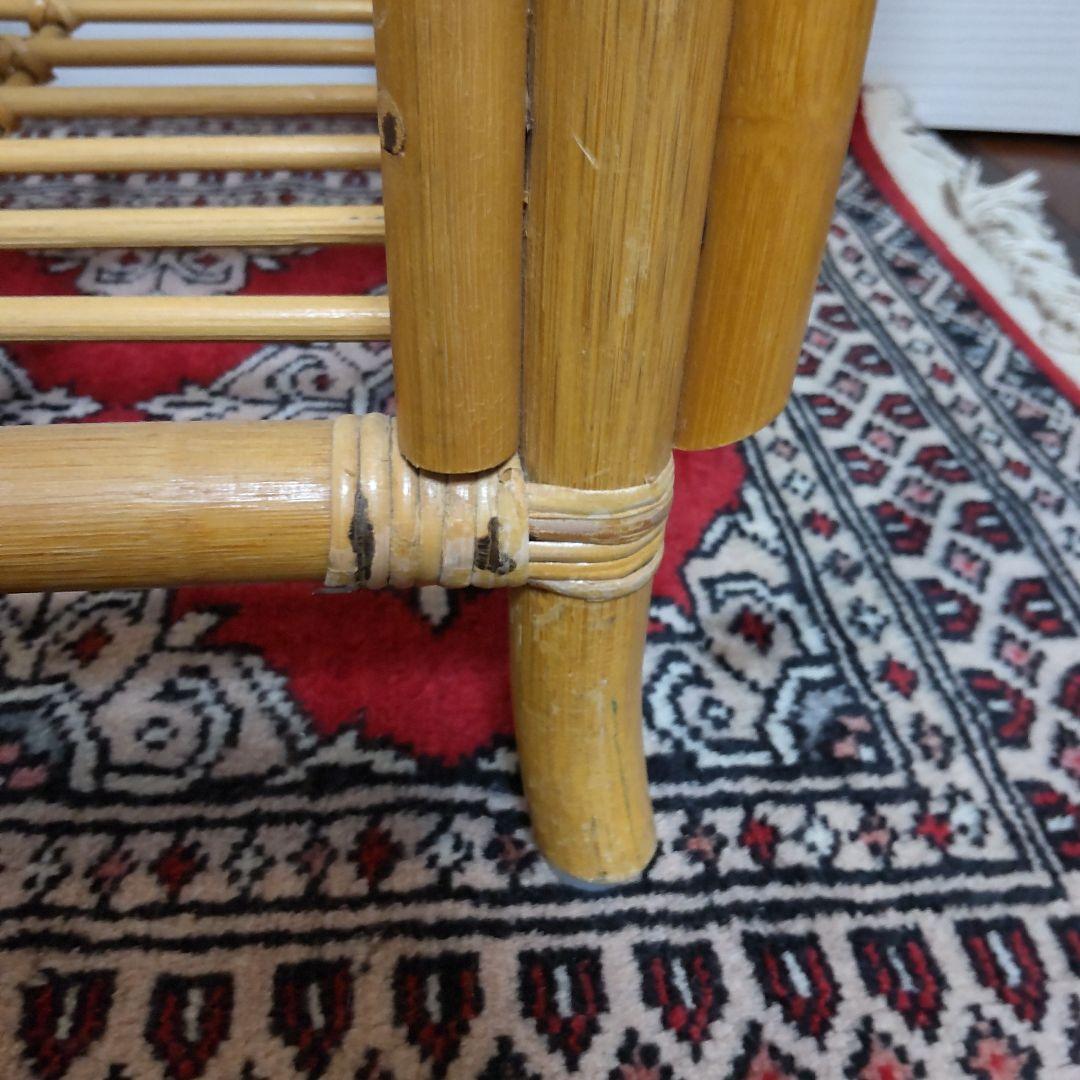 【籐ラタン　ガラステーブル】ヴィンテージ　昭和レトロ　古道具