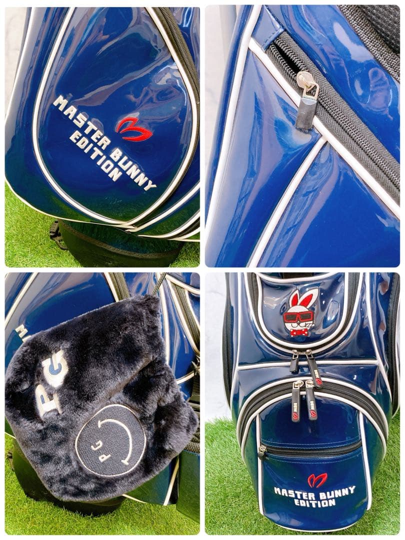H【人気モデル】マスターバニーエディション エナメル キャディバッグ ネイビー