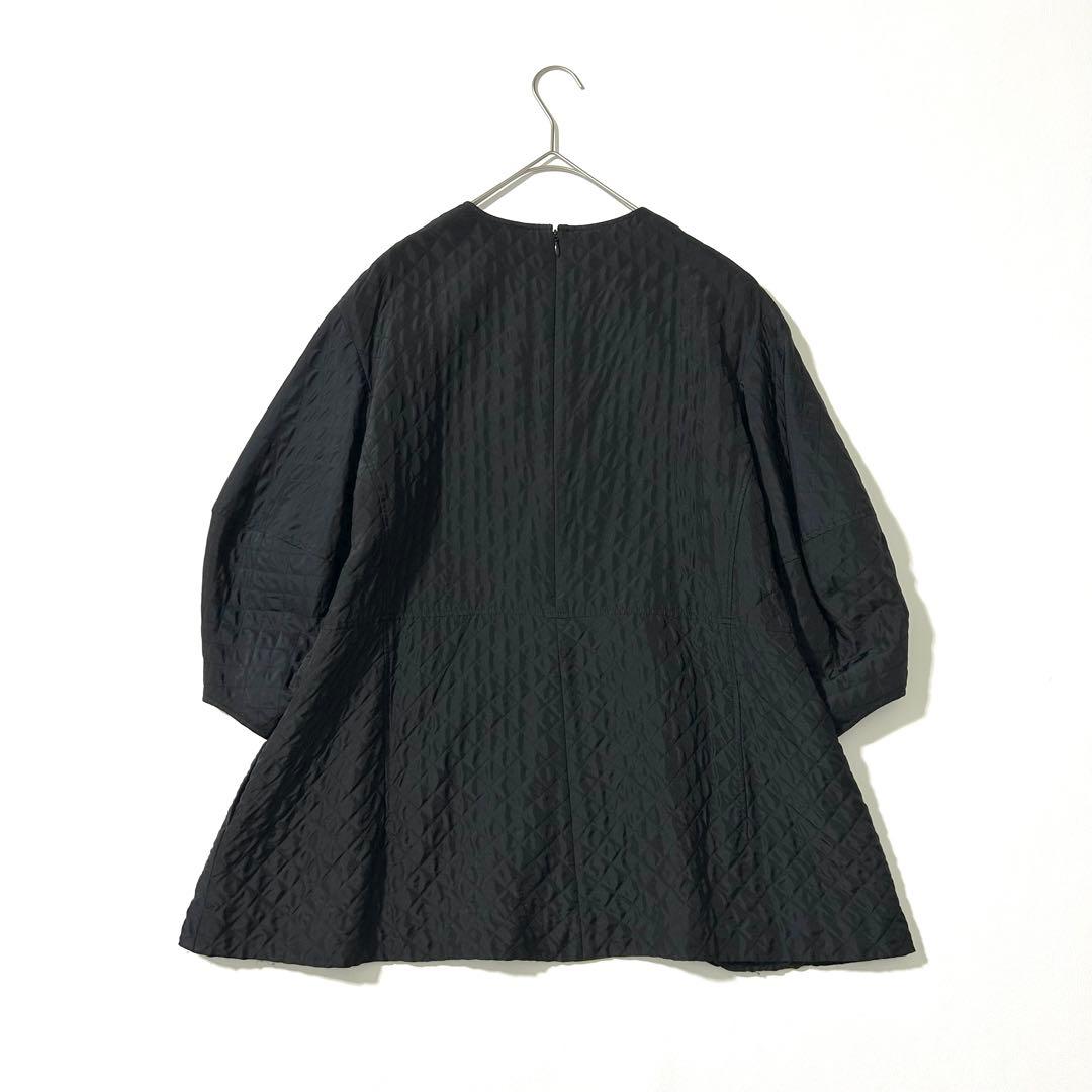 3161y美品 ローヘン キルティングプルオーバーブラウス 黒 M ウール