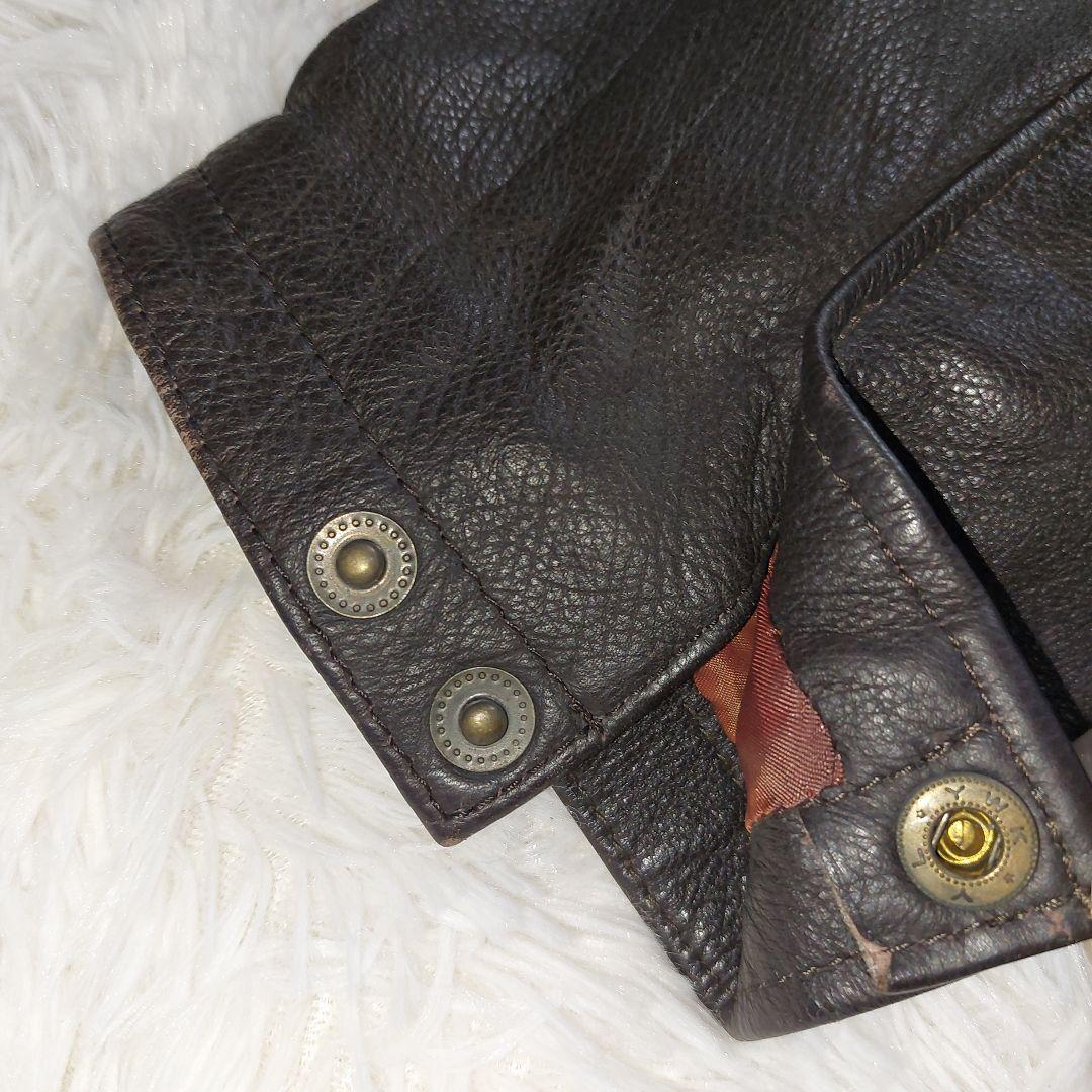 vintage オーバーサイズ リアルレザー カーコート 裏地レッド チェック柄