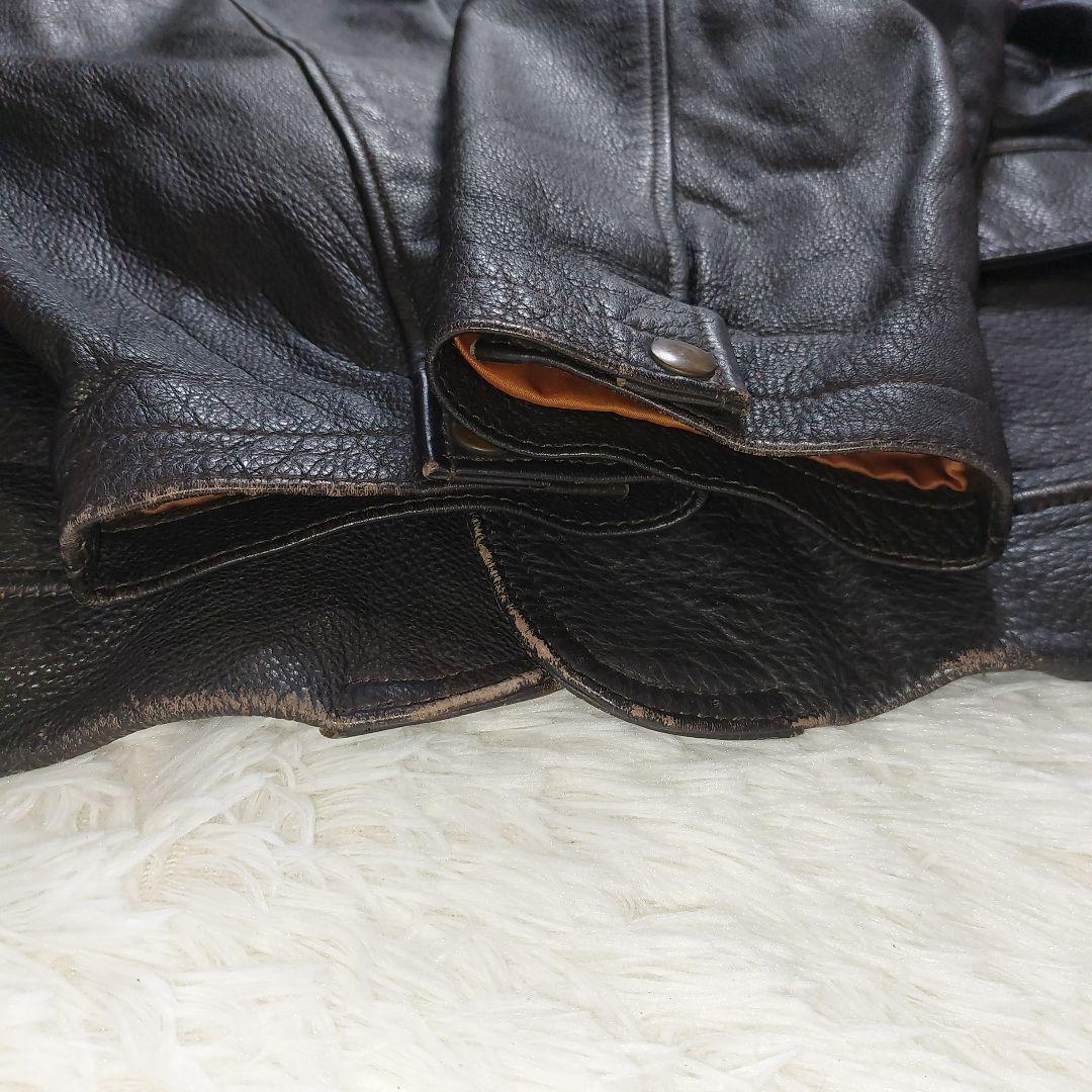 vintage オーバーサイズ リアルレザー カーコート 裏地レッド チェック柄