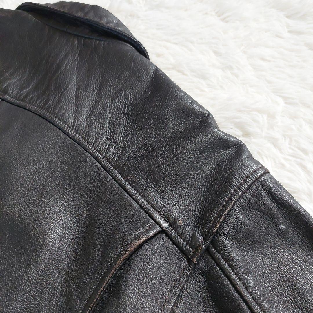 vintage オーバーサイズ リアルレザー カーコート 裏地レッド チェック柄